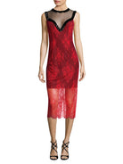 Diane Von Furstenberg DVF Red Floral Beaded Lace Dress - House Of Huntington