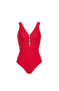 Pain De Sucre Red V-Neck Low Back High Waist Swimsuit in Bonnie