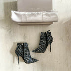 RACINE CARRÉE Tweed Boots Booties High Heels - House Of Huntington