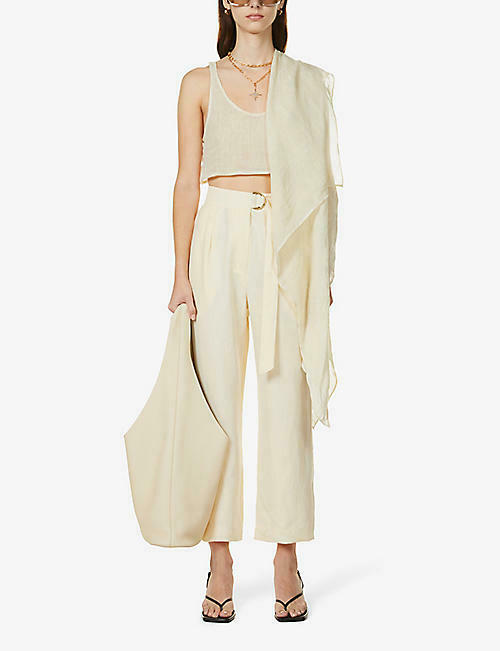 LE KASHA Elmin organic linen-gauze crop top - House Of Huntington