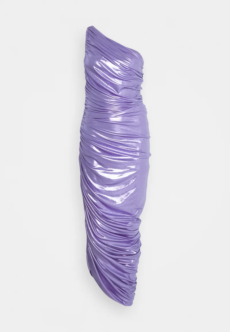 NORMA KAMALI Diana Ruched Stretch Woven Shiny Maxi Gown Dress - House Of Huntington