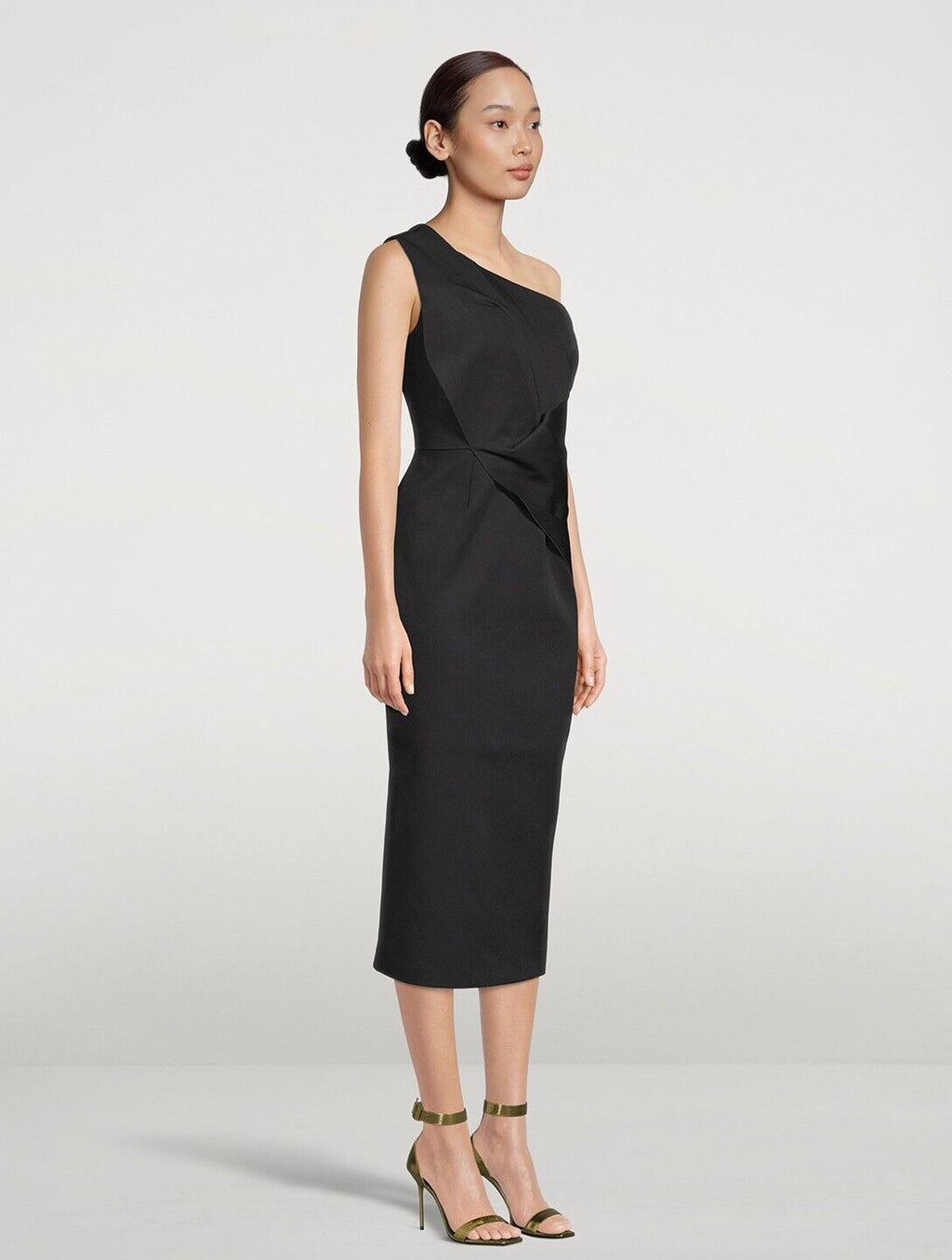 RACHEL GILBERT Black Luna One Shoulder Midi Dress - House Of Huntington