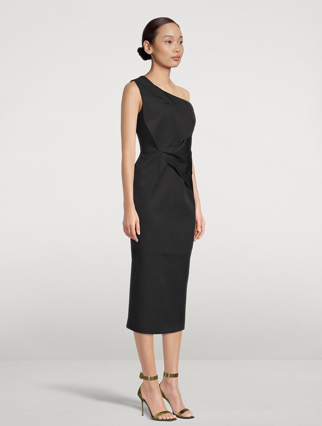 RACHEL GILBERT Black Luna One Shoulder Midi Dress - House Of Huntington