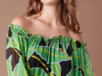 Diane Von Furstenberg DVF Camila Silk Chiffon Palm Print Dress - House Of Huntington