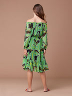 Diane Von Furstenberg DVF Camila Silk Chiffon Palm Print Dress - House Of Huntington