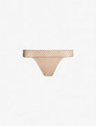 THINX Mid Rise Lace And Stretch Jersey Period Thong In Beige - House Of Huntington