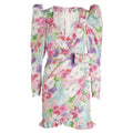 ALESSANDRA RICH Floral Print Taffeta Bow Front Ruffle Detail Mini Dress - House Of Huntington