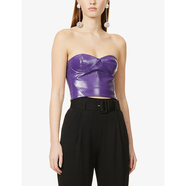 ROTATE Birger Christensen Vegan Leather Purple Nina Corset Top - House Of Huntington