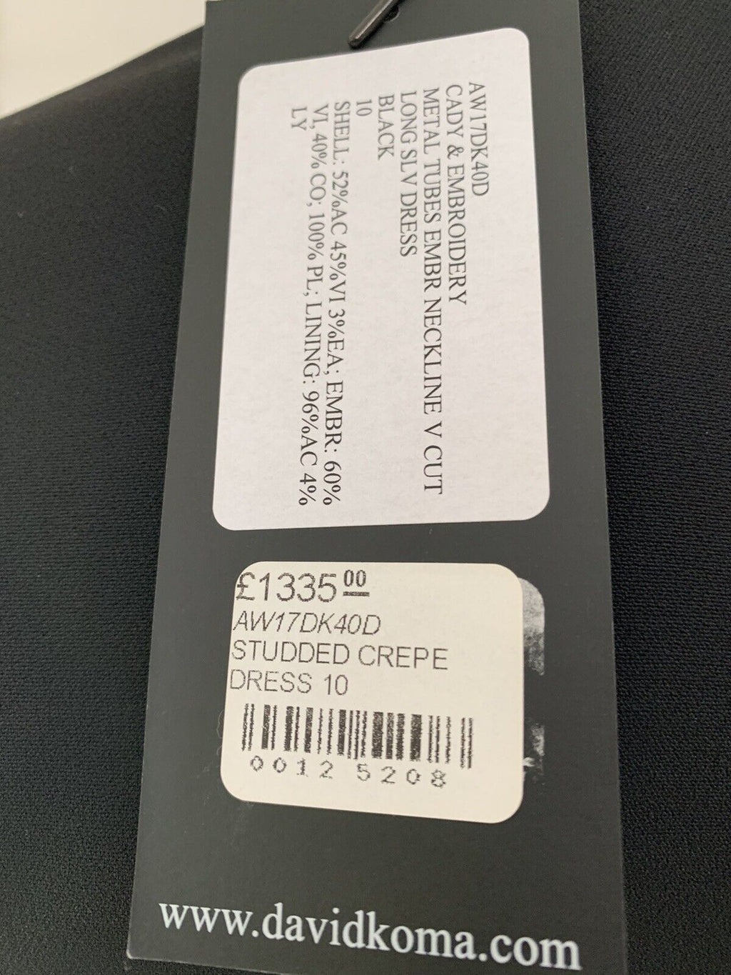 DAVID KOMA Black Tube Detail V-Neck Long Sleeve Dress - House Of Huntington