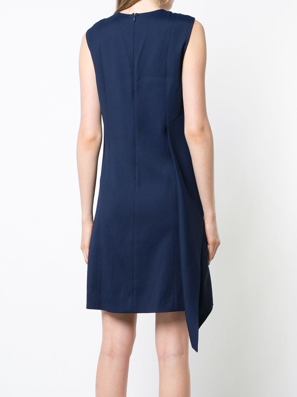 Diane Von Furstenberg DVF Navy Blue Ruffle Front Linen Blend Dress - House Of Huntington