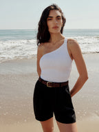 Reformation Holly One Shoulder Smocked Linen Top - House Of Huntington