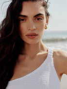 Reformation Holly One Shoulder Smocked Linen Top - House Of Huntington