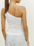 Reformation Holly One Shoulder Smocked Linen Top - House Of Huntington