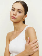Reformation Holly One Shoulder Smocked Linen Top - House Of Huntington