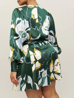Reformation Floral Green Chrisley Silk Wrap Dress - House Of Huntington