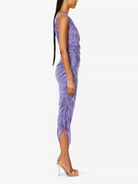 NORMA KAMALI Diana Ruched Stretch Woven Shiny Maxi Gown Dress - House Of Huntington