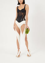 MUGLER Sheer-Panel Spiral White Jeans