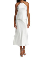 GALVAN LONDON Bari Halter Satin White Top - House Of Huntington