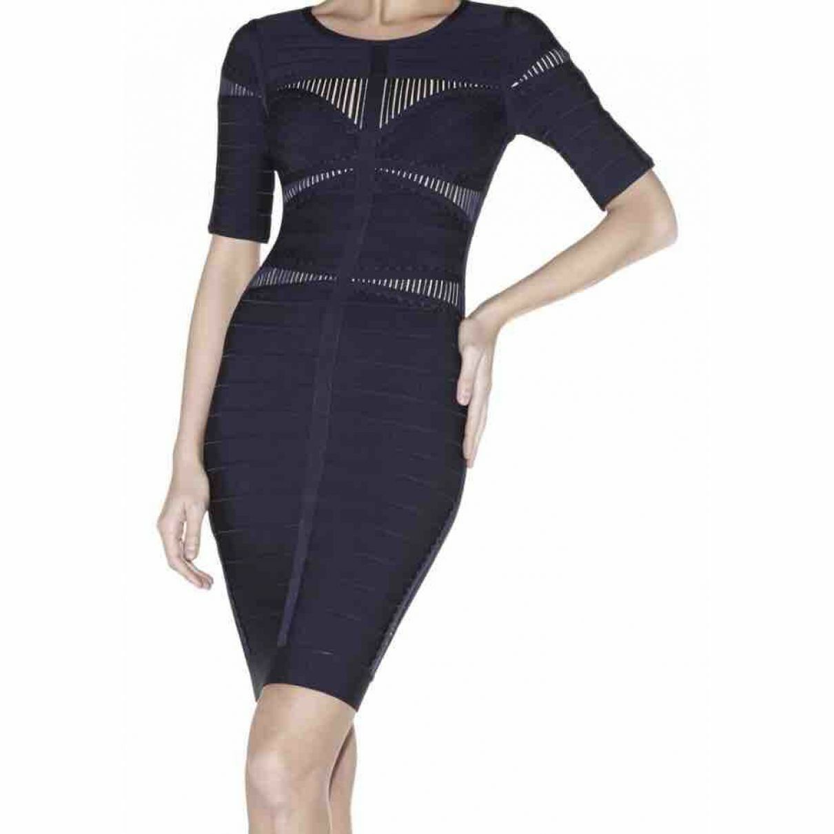 HERVE LEGER Navy Blue Dania Bandage Dress - House Of Huntington