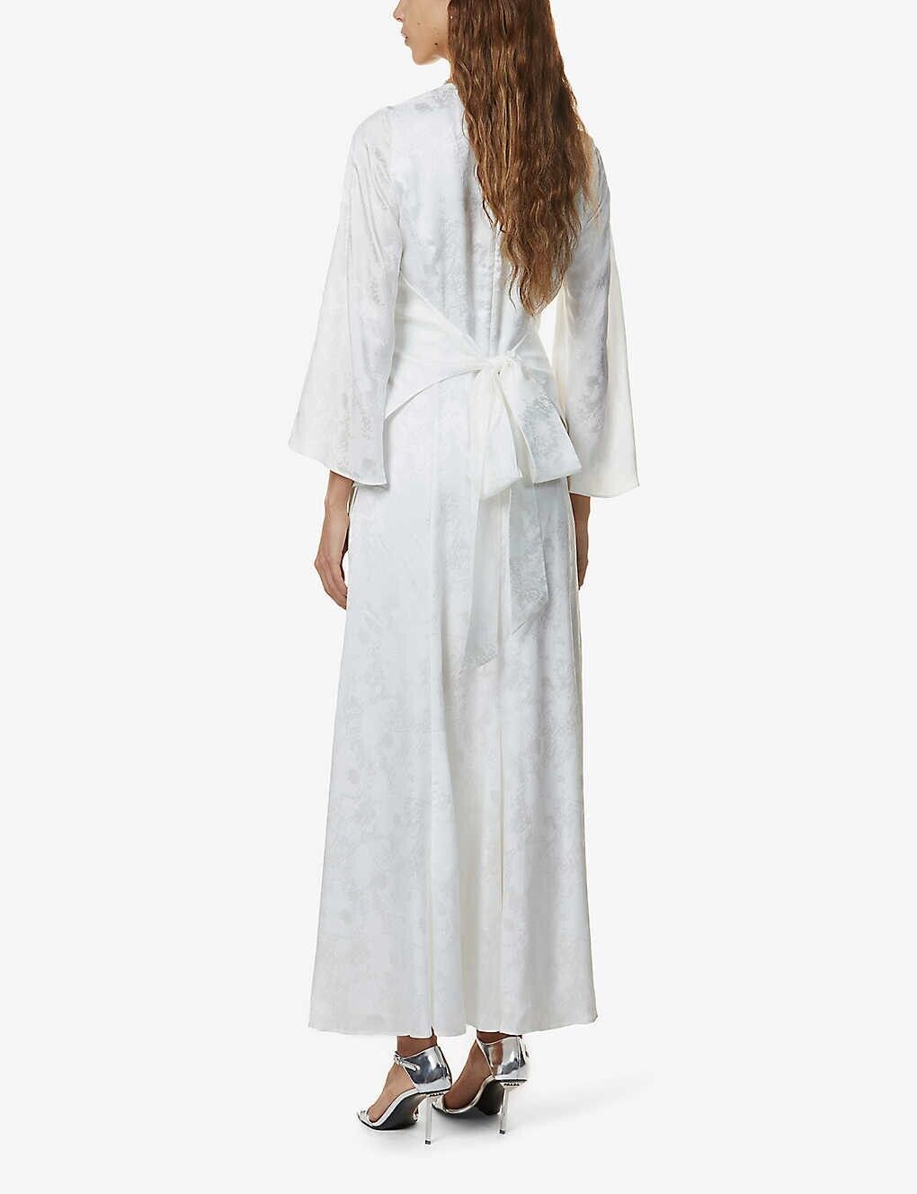 GALVAN LONDON Havana White Silk Blend Maxi Wrap Dress - House Of Huntington