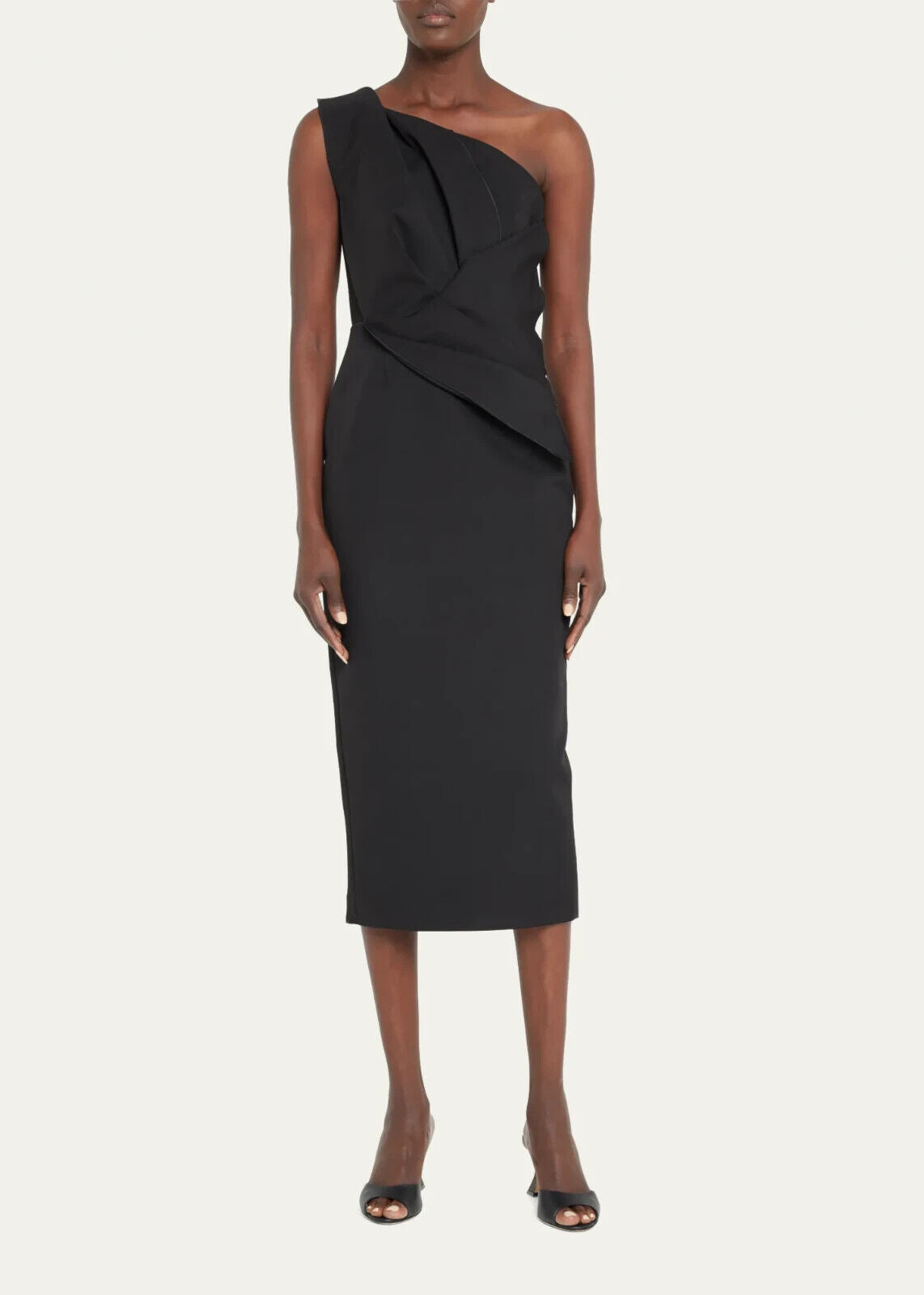 RACHEL GILBERT Black Luna One Shoulder Midi Dress - House Of Huntington