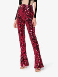 HALPERN Sequin Dark Pink High Waisted Flared Pants Trousers - House Of Huntington