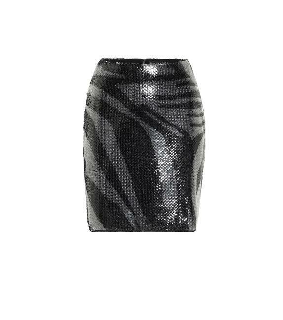 DAVID KOMA Sequin Zebra Print Bodycon Skirt - House Of Huntington