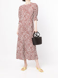 Rixo London Jess Spotted Puff Sleeve Brown Summer Maxi Dress - House Of Huntington