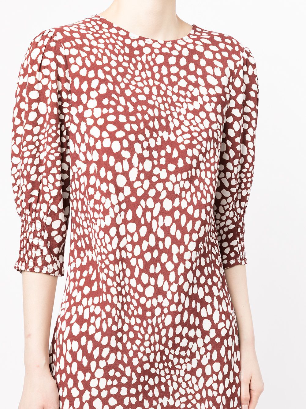 Rixo London Jess Spotted Puff Sleeve Brown Summer Maxi Dress - House Of Huntington