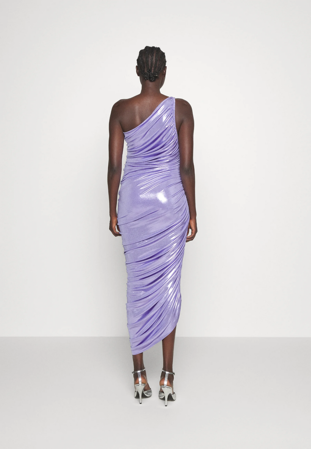 NORMA KAMALI Diana Ruched Stretch Woven Shiny Maxi Gown Dress - House Of Huntington