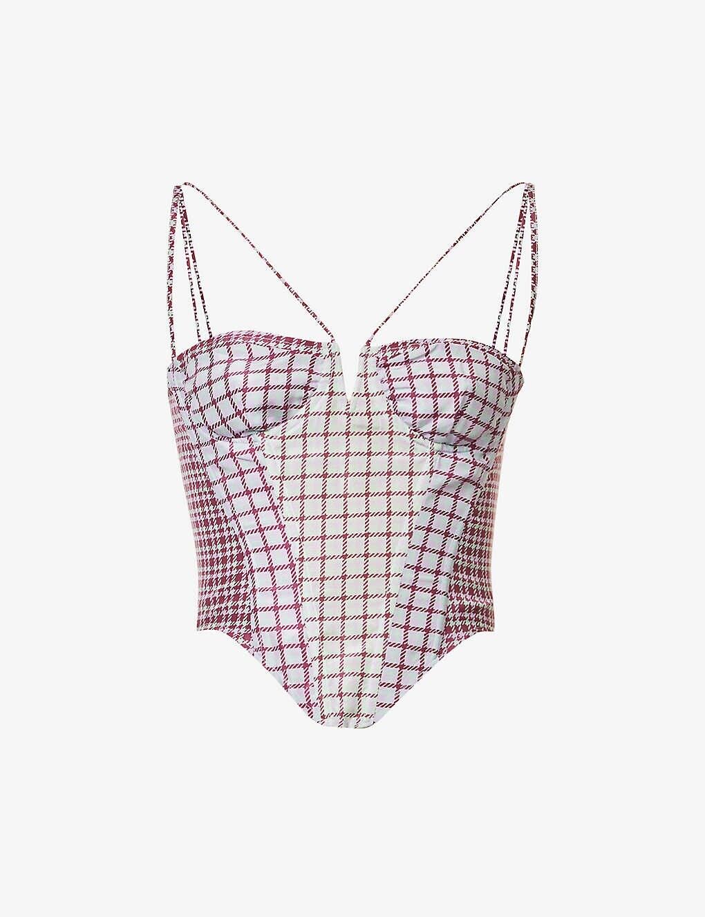 MIAOU Aphex Bristol Check Corset Grunge Core Top - House Of Huntington