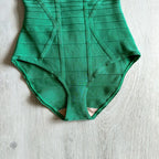 HERVE LEGER Emmalie Green Bandage Halterneck Club Party Swimsuit - House Of Huntington