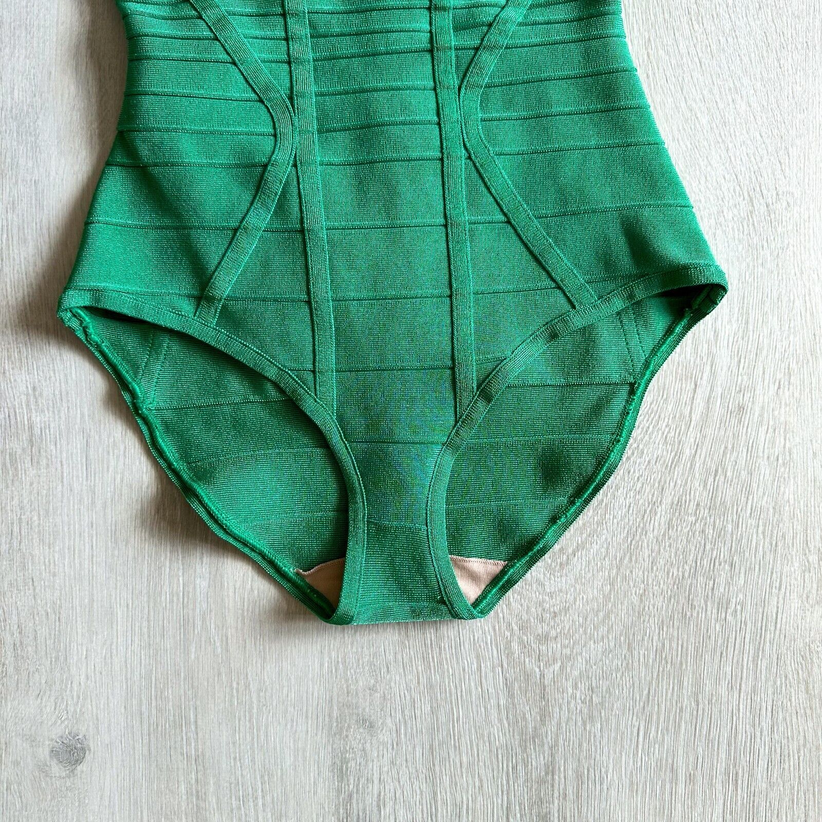 HERVE LEGER Emmalie Green Bandage Halterneck Club Party Swimsuit - House Of Huntington