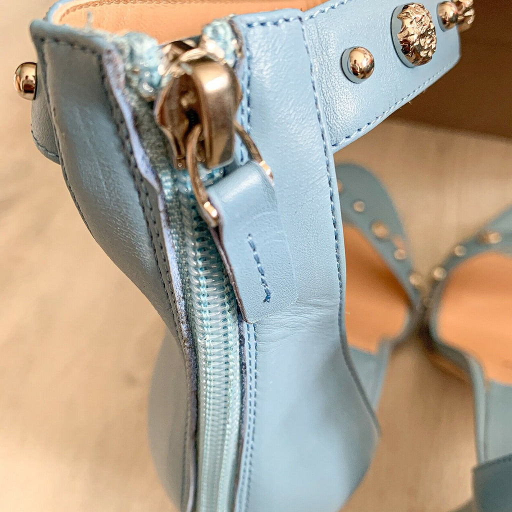 RACINE CARRÉE Studded Azure Blue Sandal Block High Heels - House Of Huntington