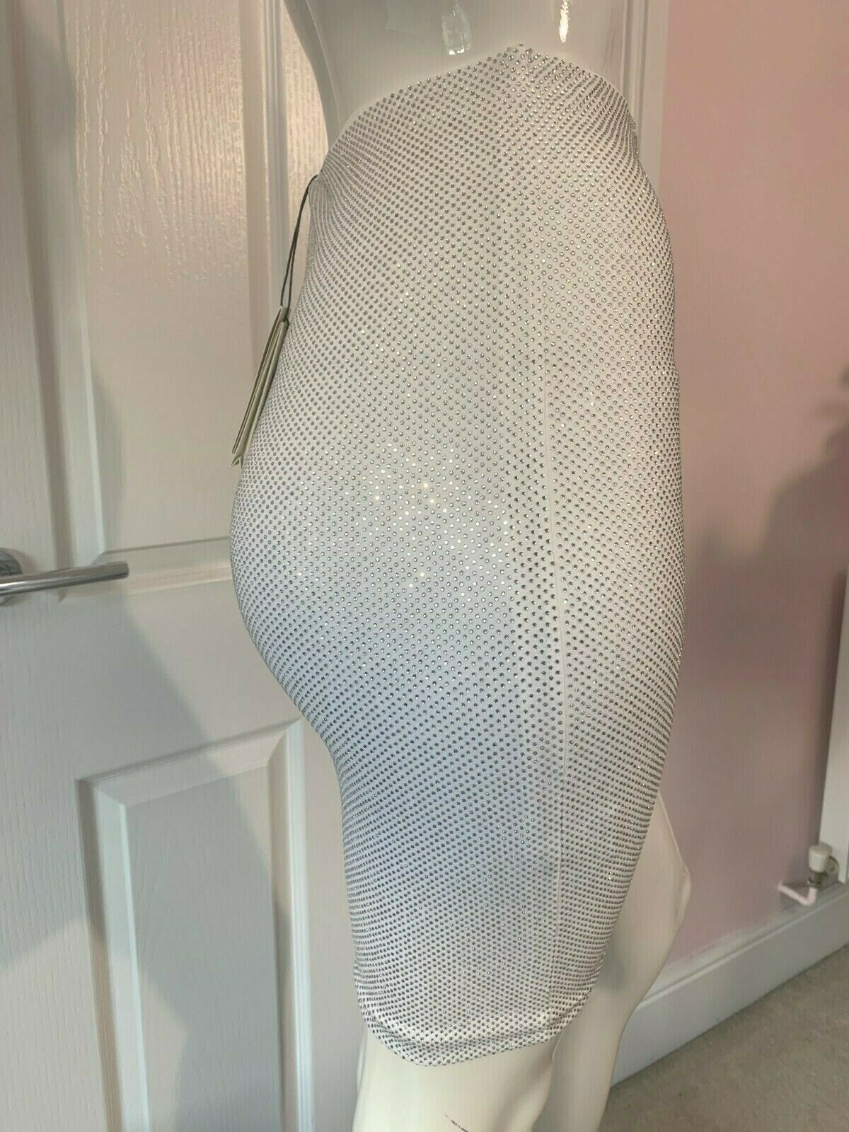 Alexandre Vauthier White Crystal Studded Bodycon Skirt - House Of Huntington