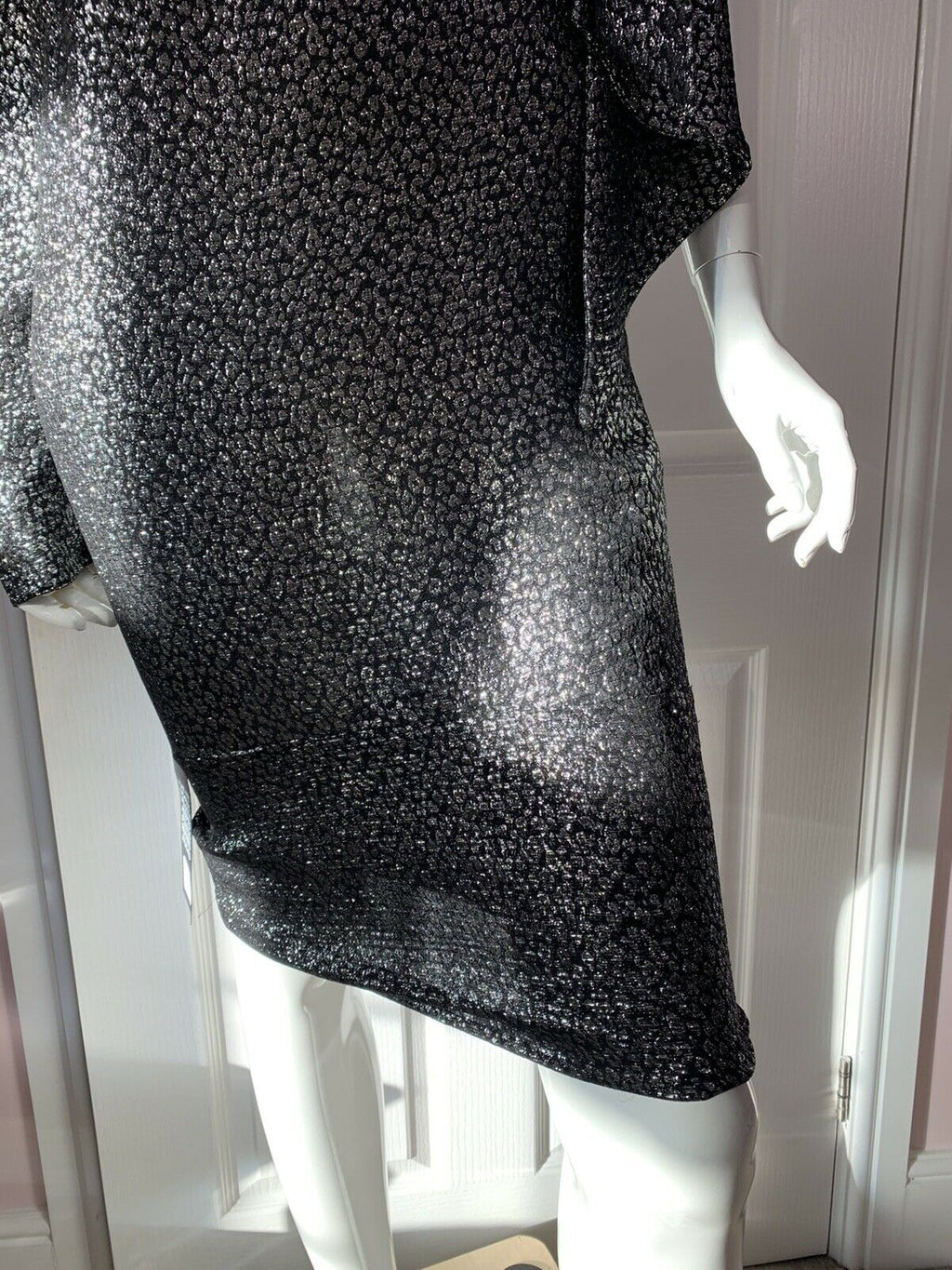 REDEMPTION Metallic Jacquard High Neck One Shoulder Dress - House Of Huntington