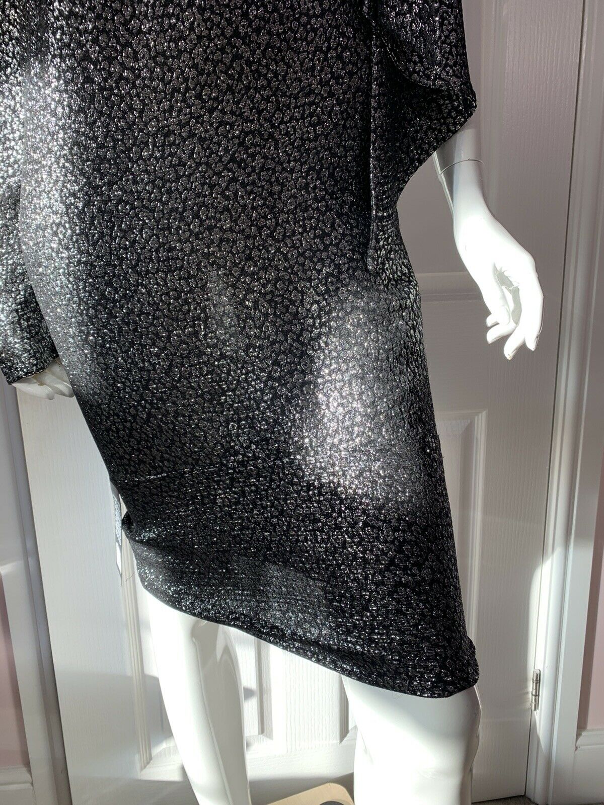 REDEMPTION Metallic Jacquard High Neck One Shoulder Dress - House Of Huntington