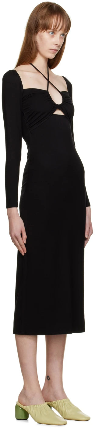 Reformation Alexei Cut Out Midi Dress in Black - House Of Huntington