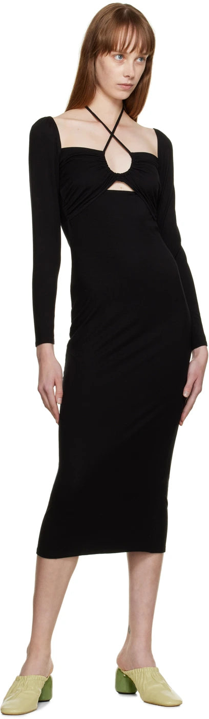 Reformation Alexei Cut Out Midi Dress in Black - House Of Huntington