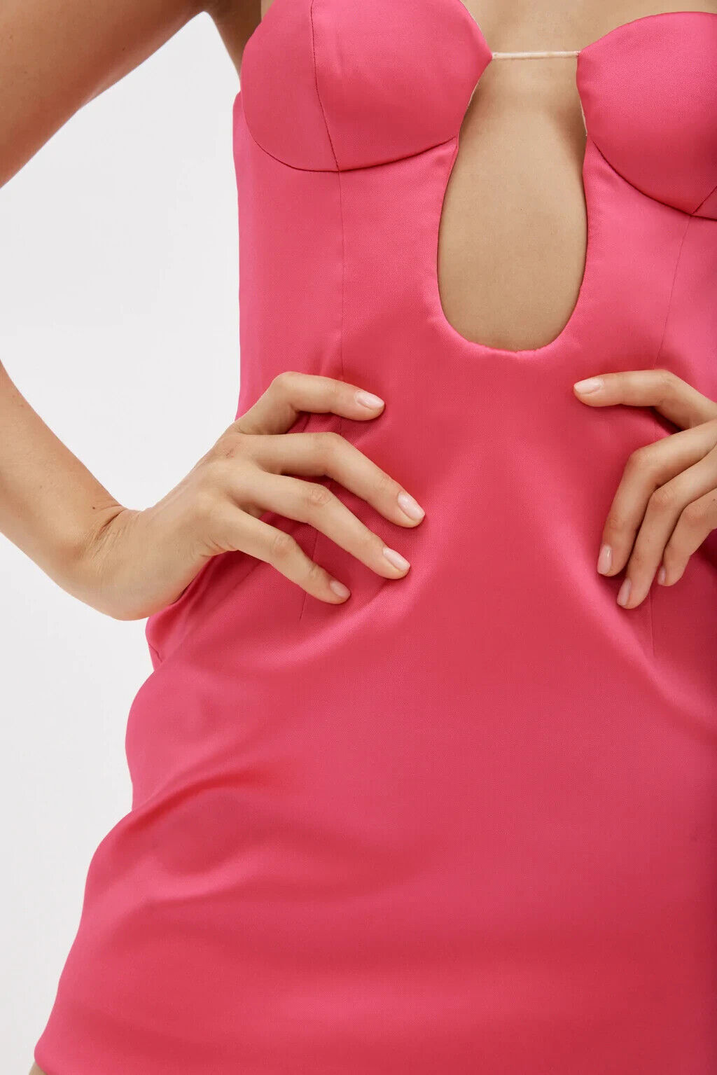 MAGDA BUTRYM Hot Bright Pink Bustier Cut Out Mini Dress - House Of Huntington