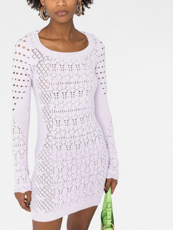 Taylor Open Knit Long Sleeve Mini Dress