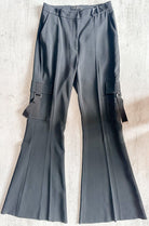 DAVID KOMA Black Cargo Pocket Detail Flared Utility Style Trousers - House Of Huntington