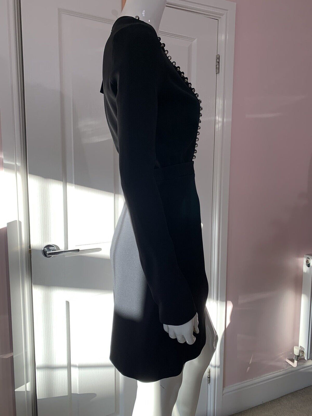 DAVID KOMA Black Tube Detail V-Neck Long Sleeve Dress - House Of Huntington