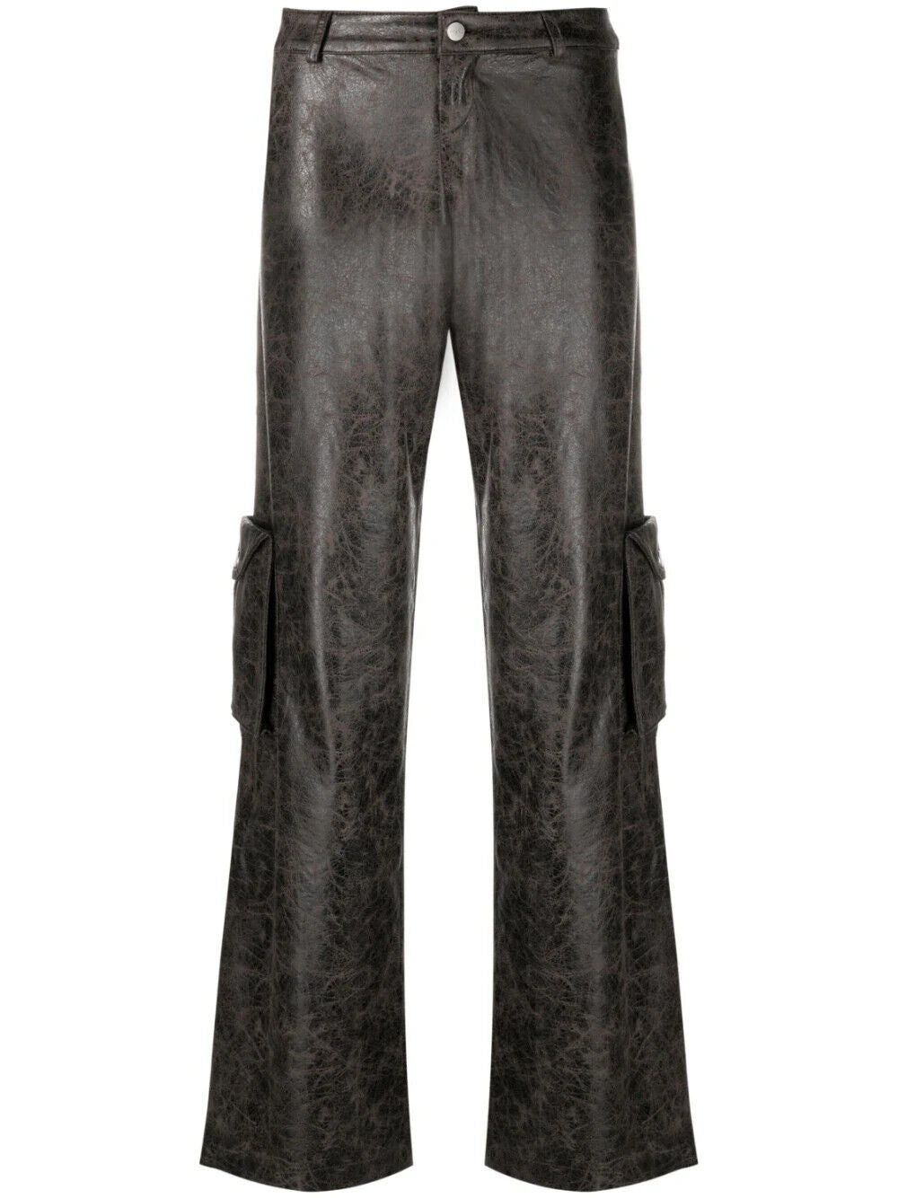 MIAOU Elias Faux Leather Brown Cargo Trousers - House Of Huntington