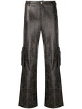 MIAOU Elias Faux Leather Brown Cargo Trousers - House Of Huntington