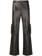 MIAOU Elias Faux Leather Brown Cargo Trousers - House Of Huntington