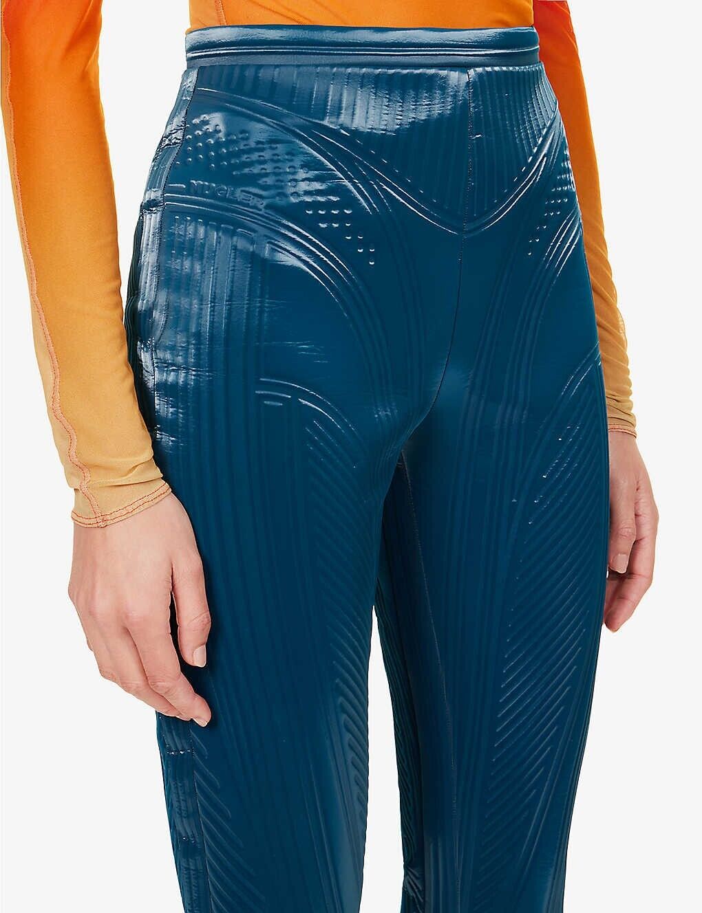 MUGLER Shell Panelled High Rise Stretch Woven Leggings