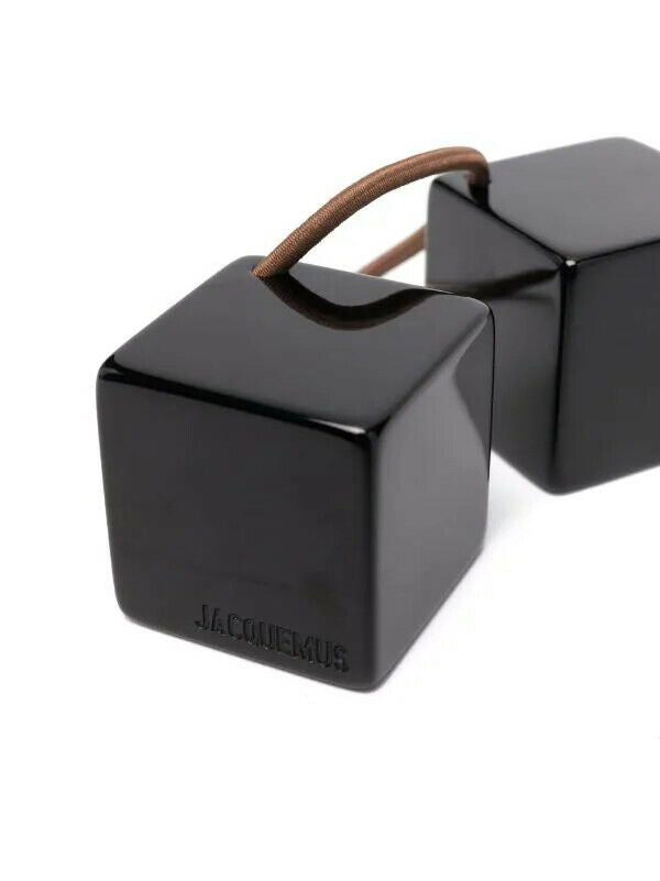 Jacquemus Black Engraved-Logo Cube Hair Tie - House Of Huntington
