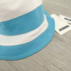 JACQUEMUS Logo Embossed Blue White Stripe Bucket Hat Le Bob Rayures