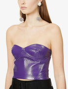 ROTATE Birger Christensen Vegan Leather Purple Nina Corset Top - House Of Huntington